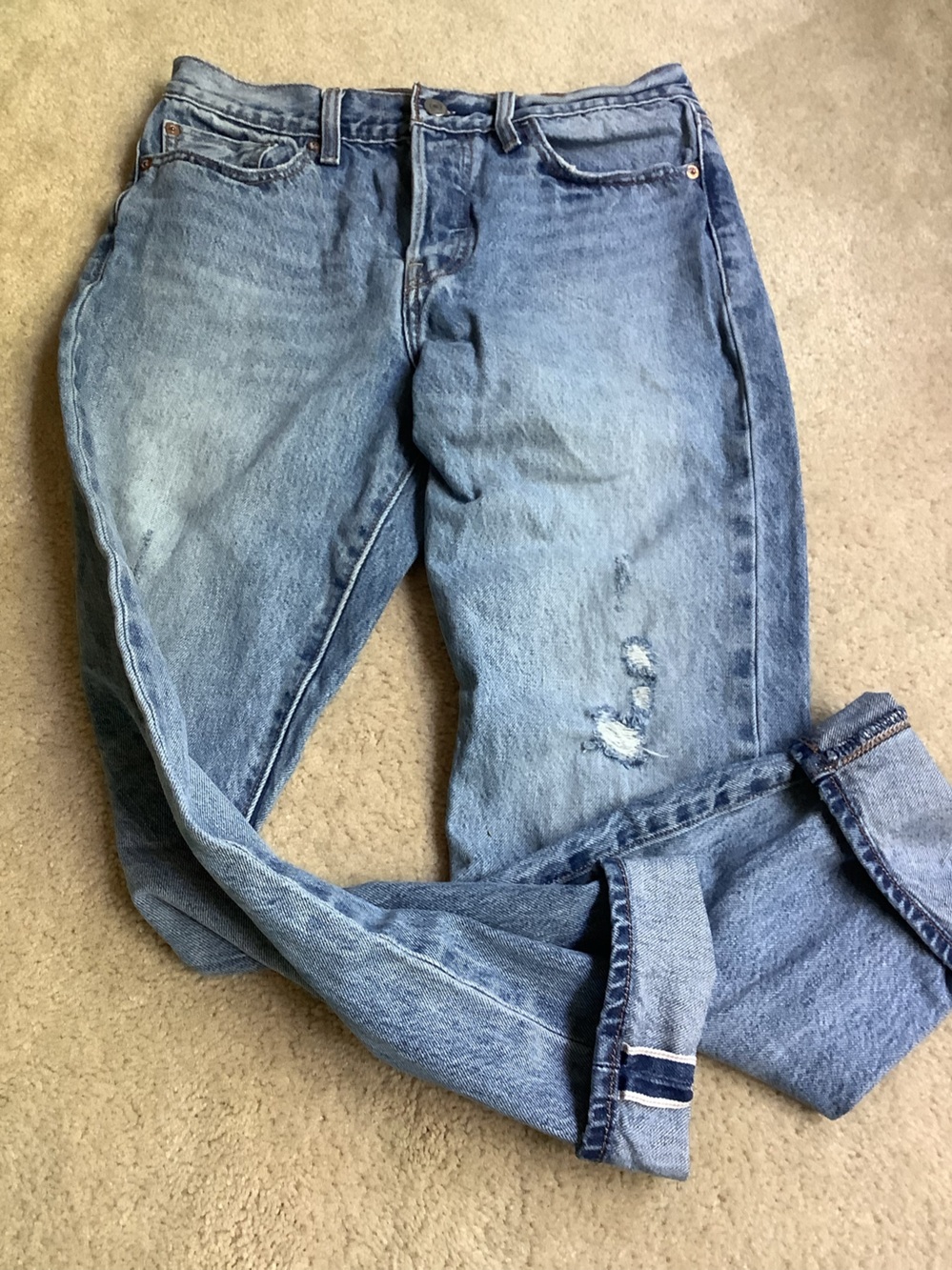 LEVI’S White Oak Cone Denim.  Selvedge button fly 28 plain tab